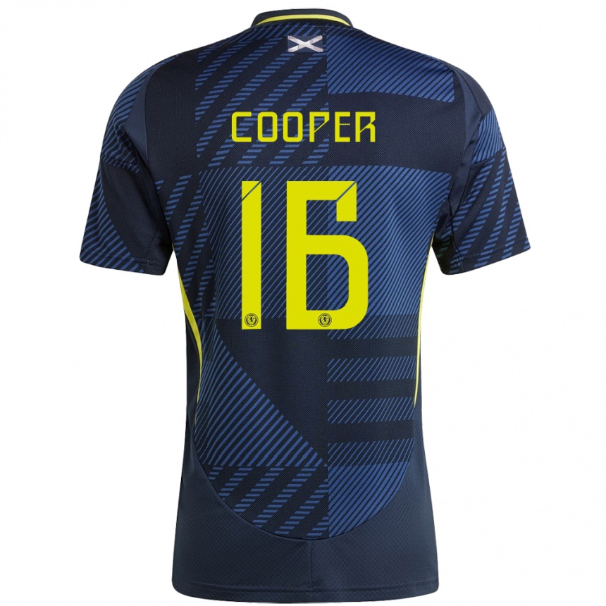 Kids Football Scotland Liam Cooper #16 Dark Blue Home Jersey 24-26 T-Shirt Za