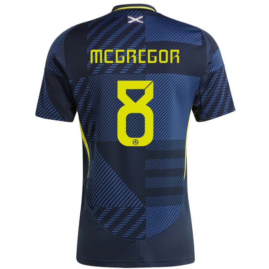 Kids Football Scotland Callum Mcgregor #8 Dark Blue Home Jersey 24-26 T-Shirt Za