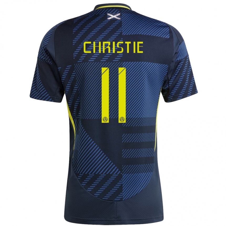 Kids Football Scotland Ryan Christie #11 Dark Blue Home Jersey 24-26 T-Shirt Za