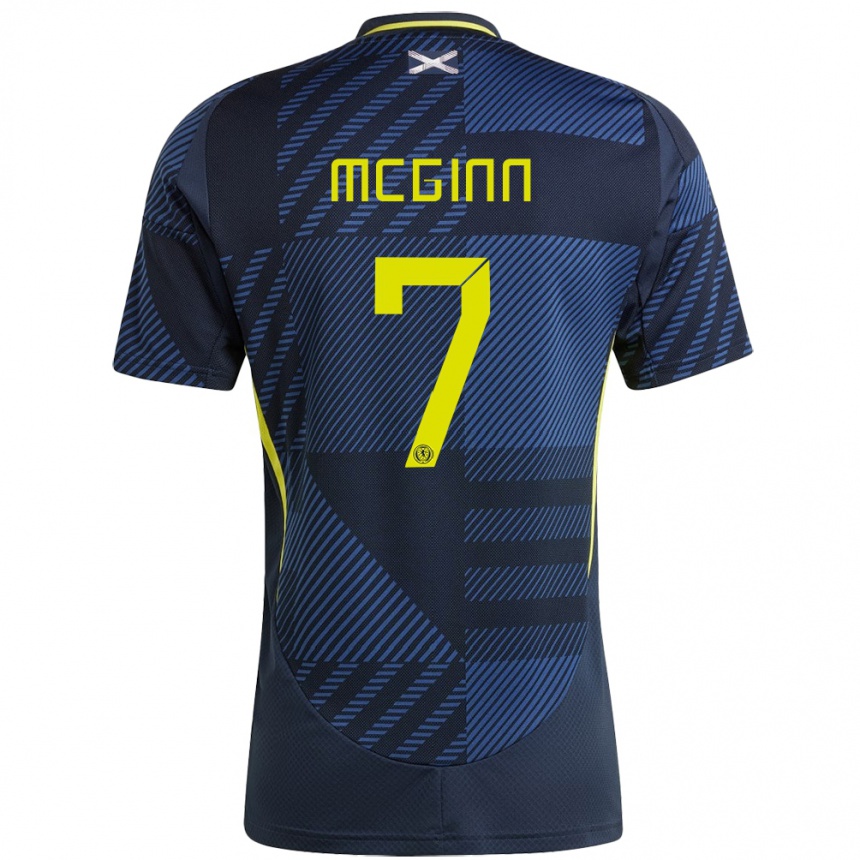 Kids Football Scotland John Mcginn #7 Dark Blue Home Jersey 24-26 T-Shirt Za