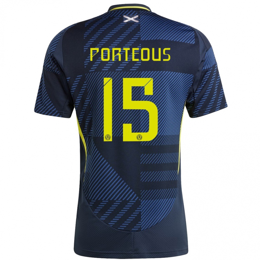 Kids Football Scotland Ryan Porteous #15 Dark Blue Home Jersey 24-26 T-Shirt Za