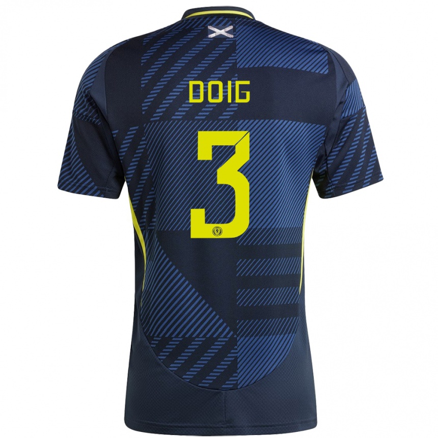 Kids Football Scotland Josh Doig #3 Dark Blue Home Jersey 24-26 T-Shirt Za