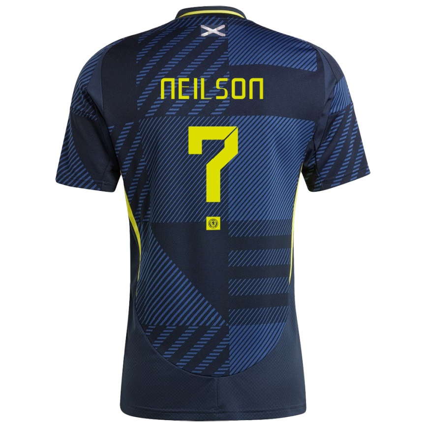 Kids Football Scotland Lewis Neilson #0 Dark Blue Home Jersey 24-26 T-Shirt Za