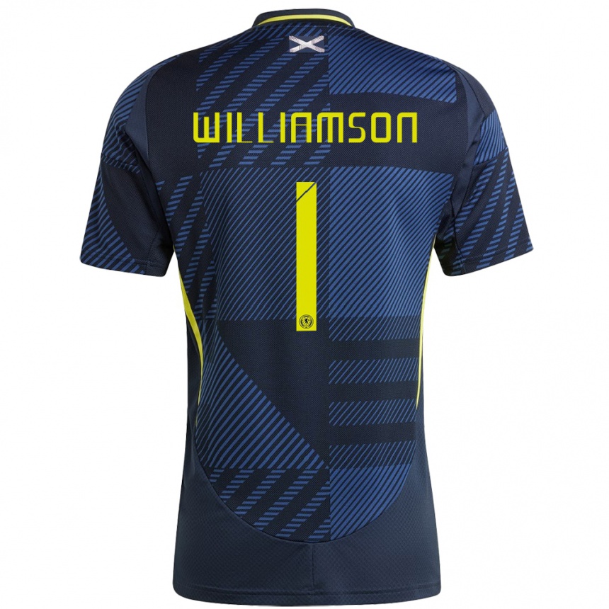 Kids Football Scotland Woody Williamson #1 Dark Blue Home Jersey 24-26 T-Shirt Za