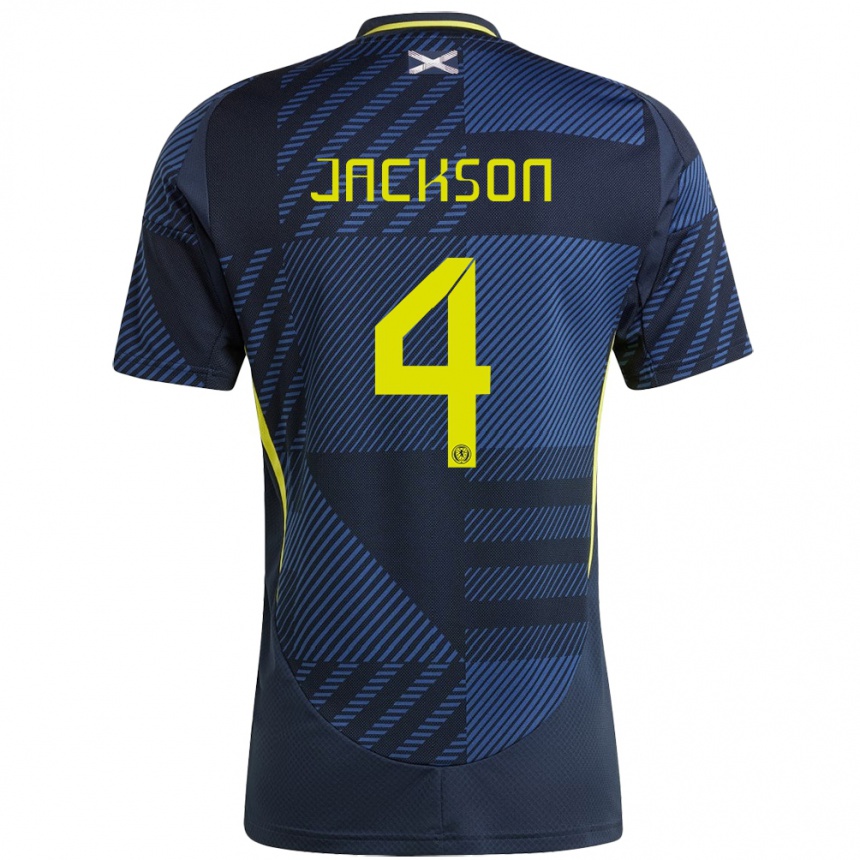 Kids Football Scotland Louis Jackson #4 Dark Blue Home Jersey 24-26 T-Shirt Za