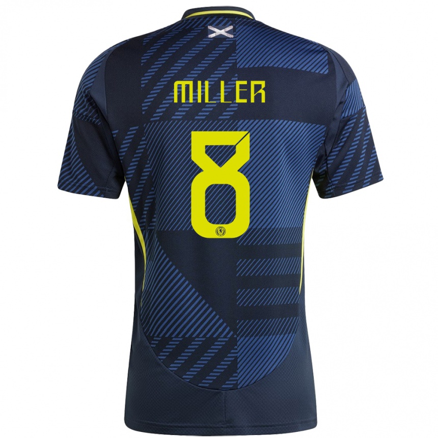 Kids Football Scotland Lennon Miller #8 Dark Blue Home Jersey 24-26 T-Shirt Za