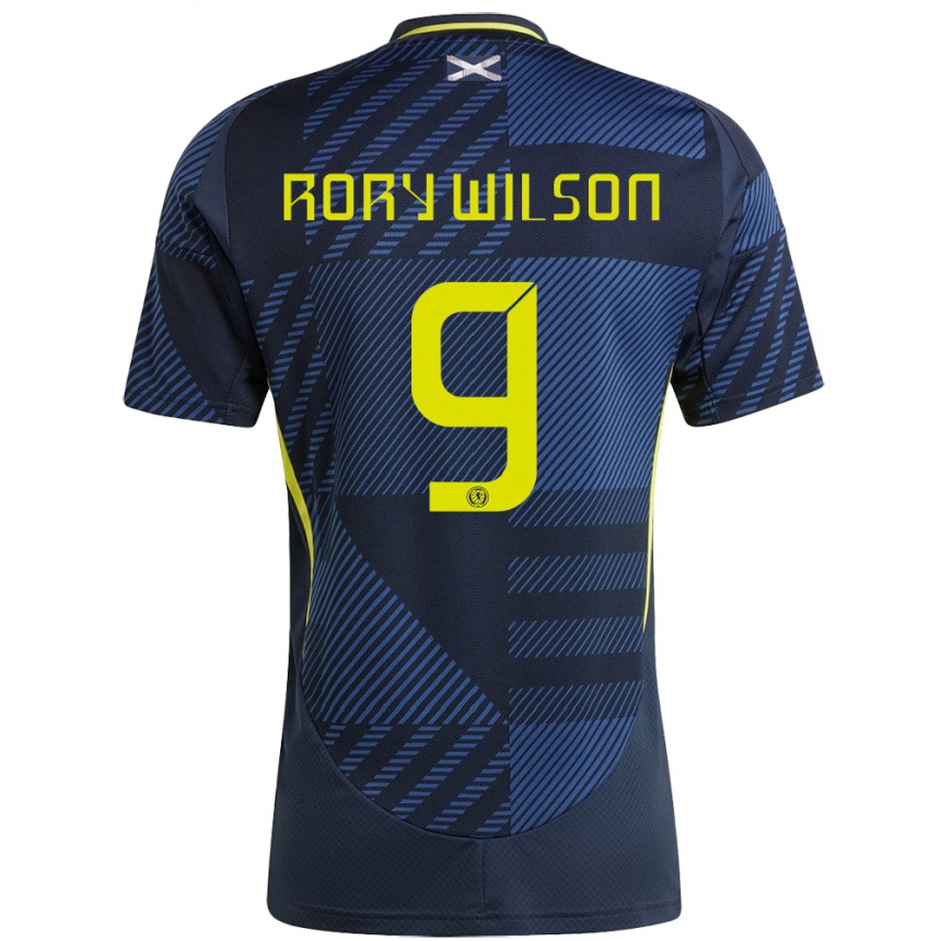 Kids Football Scotland Rory Wilson #9 Dark Blue Home Jersey 24-26 T-Shirt Za