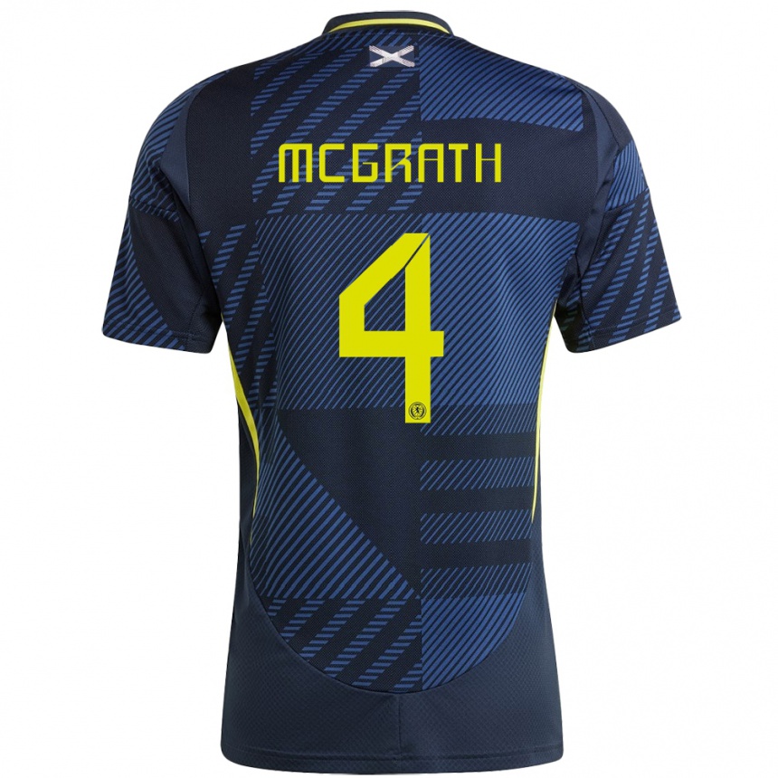 Kids Football Scotland Joseph Mcgrath #4 Dark Blue Home Jersey 24-26 T-Shirt Za