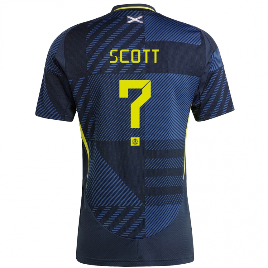 Kids Football Scotland Cameron Scott #0 Dark Blue Home Jersey 24-26 T-Shirt Za