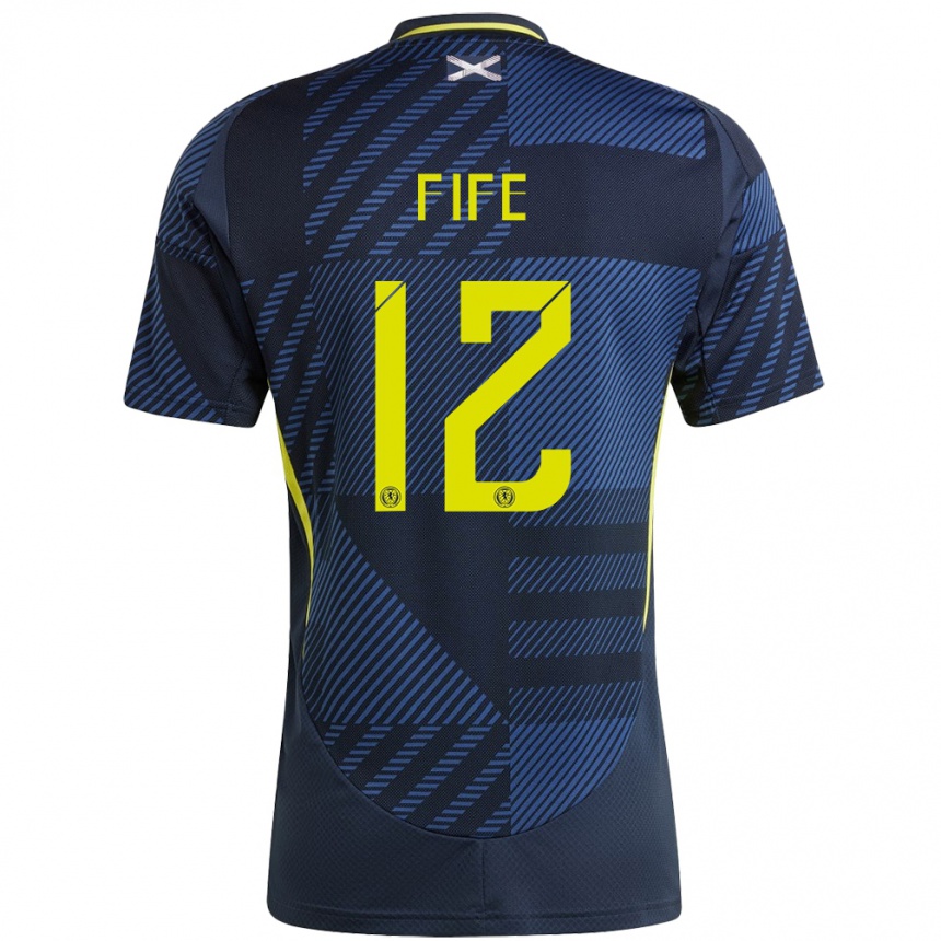 Kids Football Scotland Jenna Fife #12 Dark Blue Home Jersey 24-26 T-Shirt Za