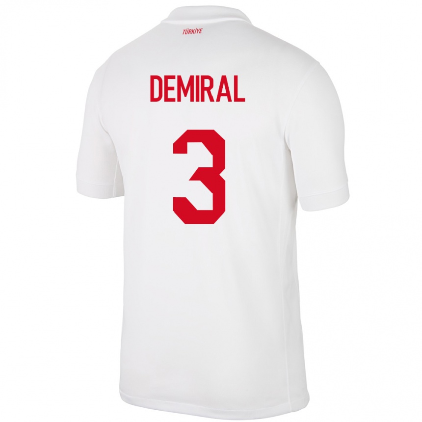 Kids Football Turkey Merih Demiral #3 White Home Jersey 24-26 T-Shirt Za