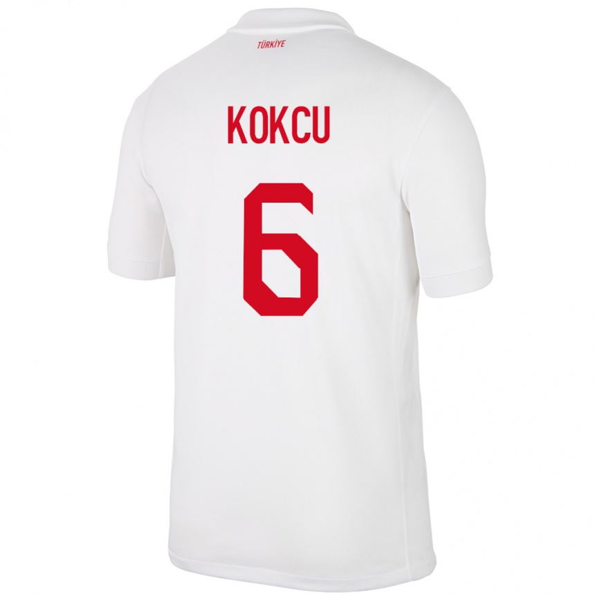 Kids Football Turkey Orkun Kökçü #6 White Home Jersey 24-26 T-Shirt Za