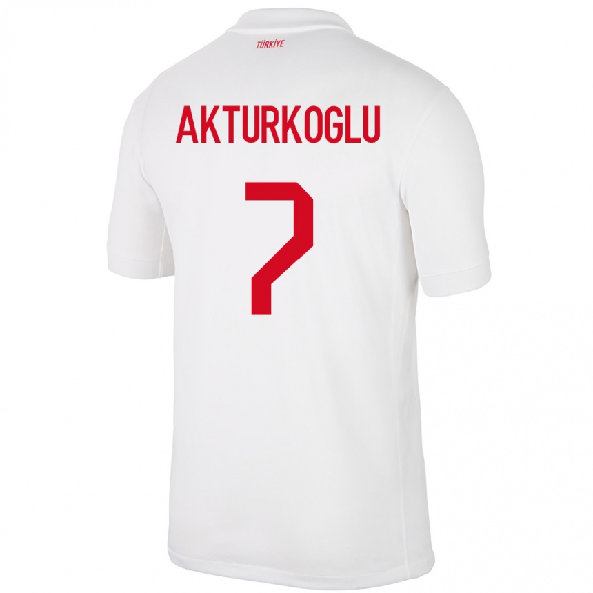 Kids Football Turkey Kerem Aktürkoğlu #7 White Home Jersey 24-26 T-Shirt Za