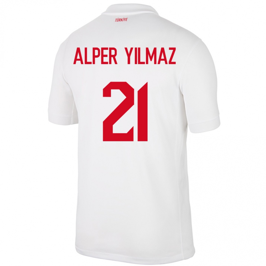 Kids Football Turkey Barış Alper Yılmaz #21 White Home Jersey 24-26 T-Shirt Za