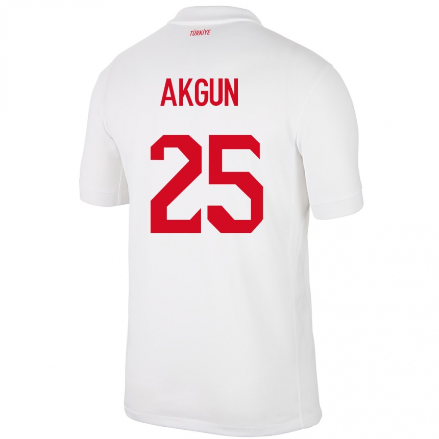 Kids Football Turkey Yunus Akgün #25 White Home Jersey 24-26 T-Shirt Za