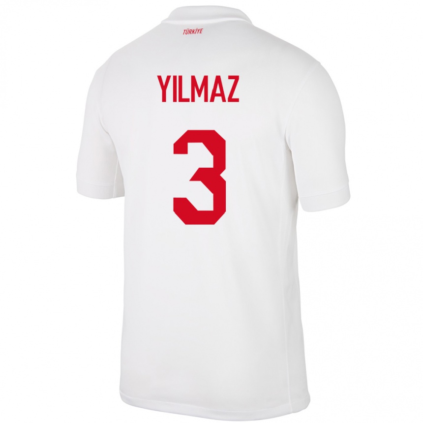 Kids Football Turkey Berkay Yılmaz #3 White Home Jersey 24-26 T-Shirt Za