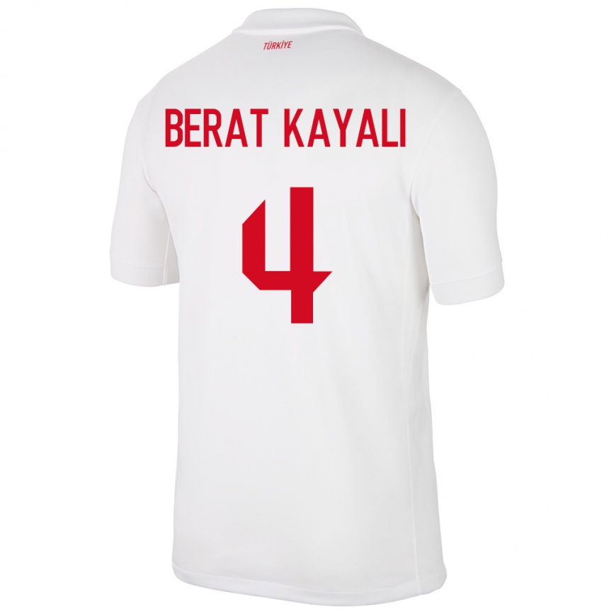 Kids Football Turkey Hasan Berat Kayalı #4 White Home Jersey 24-26 T-Shirt Za