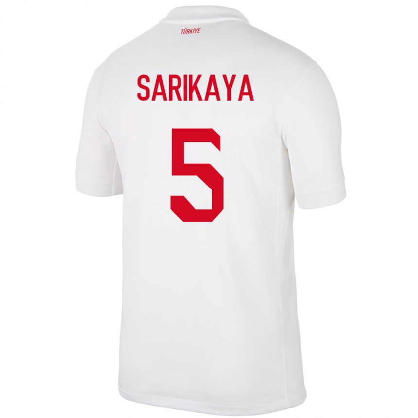 Kids Football Turkey Efe Sarıkaya #5 White Home Jersey 24-26 T-Shirt Za