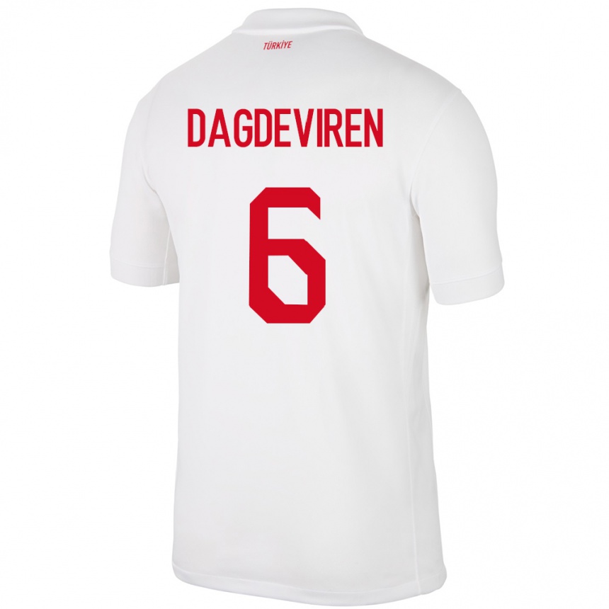 Kids Football Turkey Diren Dağdeviren #6 White Home Jersey 24-26 T-Shirt Za