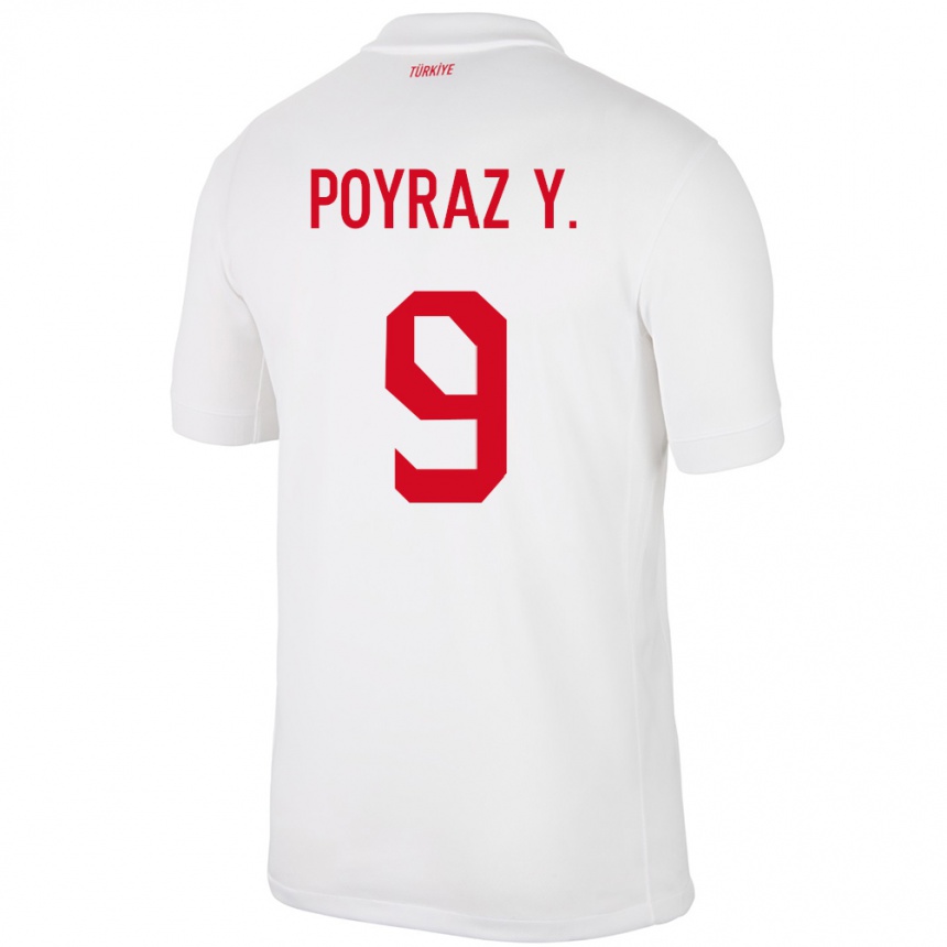 Kids Football Turkey Poyraz Yıldırım #9 White Home Jersey 24-26 T-Shirt Za