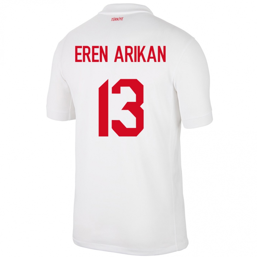 Kids Football Turkey Muhammed Eren Arıkan #13 White Home Jersey 24-26 T-Shirt Za