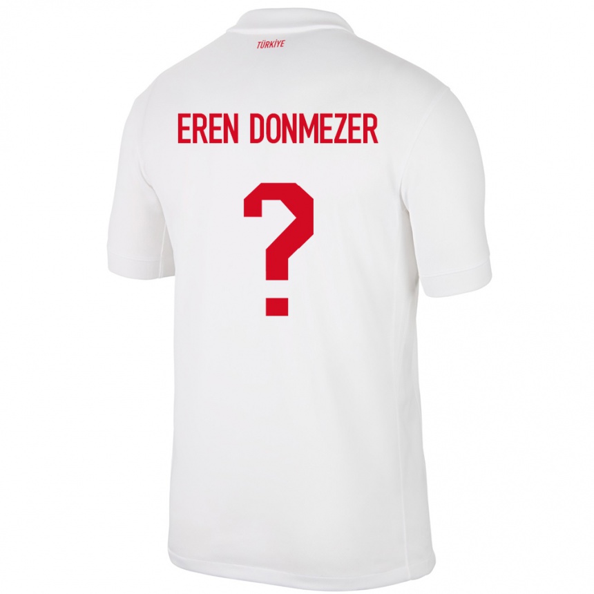 Kids Football Turkey Deniz Eren Dönmezer #0 White Home Jersey 24-26 T-Shirt Za