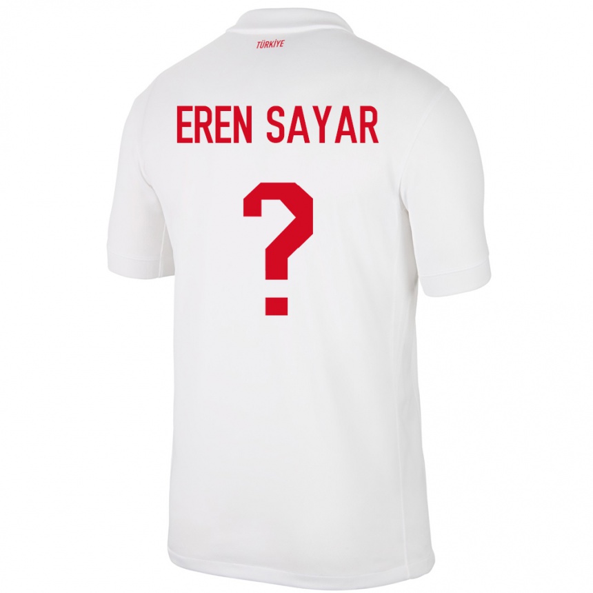 Kids Football Turkey Emin Eren Sayar #0 White Home Jersey 24-26 T-Shirt Za