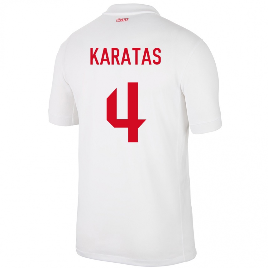 Kids Football Turkey Eda Karataş #4 White Home Jersey 24-26 T-Shirt Za