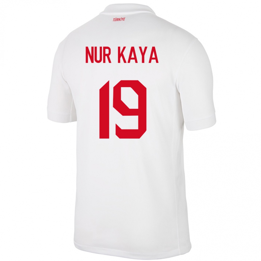 Kids Football Turkey Cansu Nur Kaya #19 White Home Jersey 24-26 T-Shirt Za