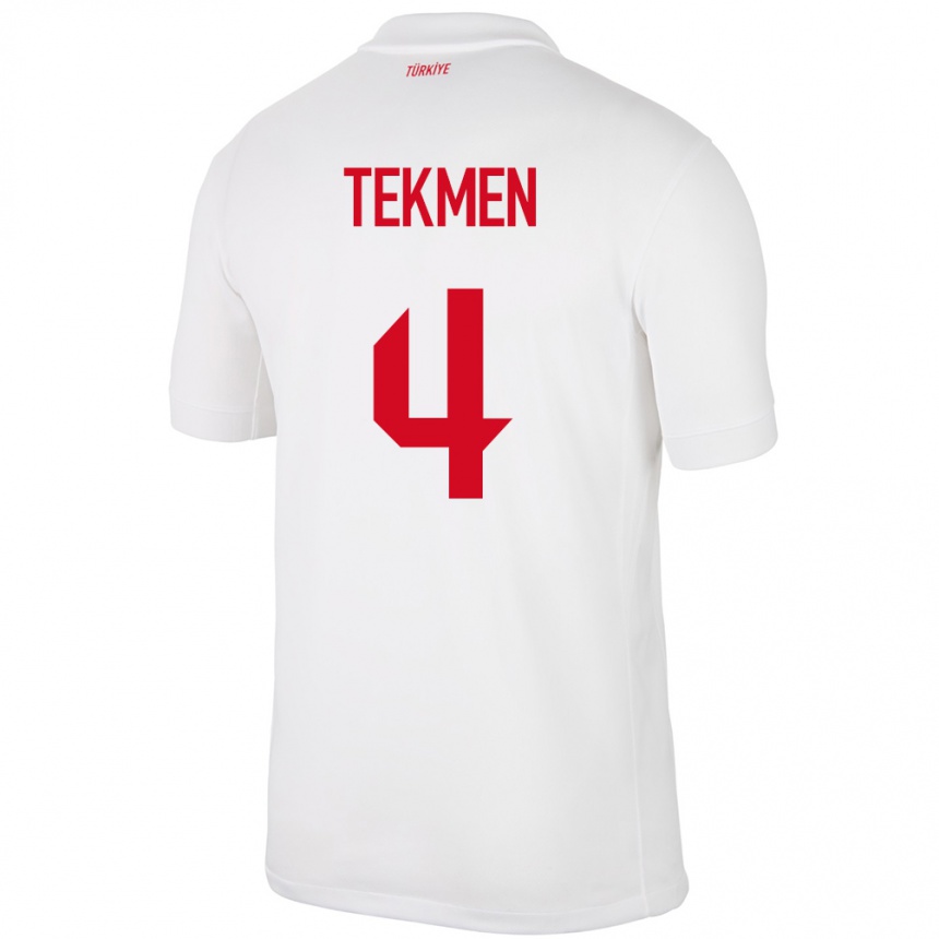 Kids Football Turkey Ece Tekmen #4 White Home Jersey 24-26 T-Shirt Za