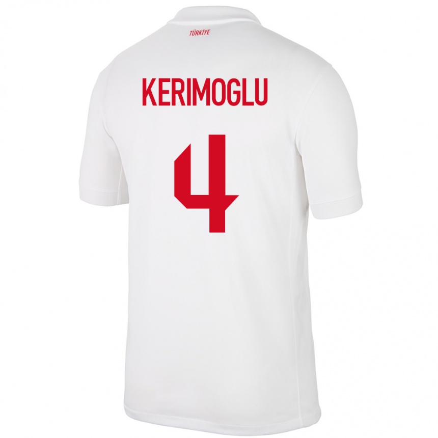 Kids Football Turkey Zeynap Kerimoğlu #4 White Home Jersey 24-26 T-Shirt Za