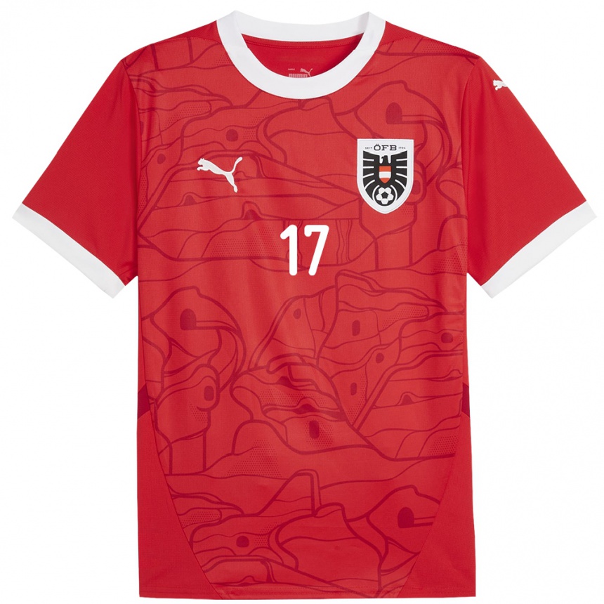 Kids Football Austria Sarah Puntigam #17 Red Home Jersey 24-26 T-Shirt Za