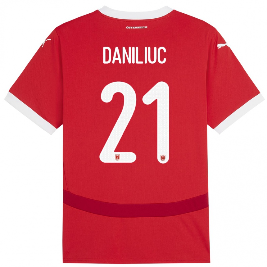 Kids Football Austria Flavius Daniliuc #21 Red Home Jersey 24-26 T-Shirt Za