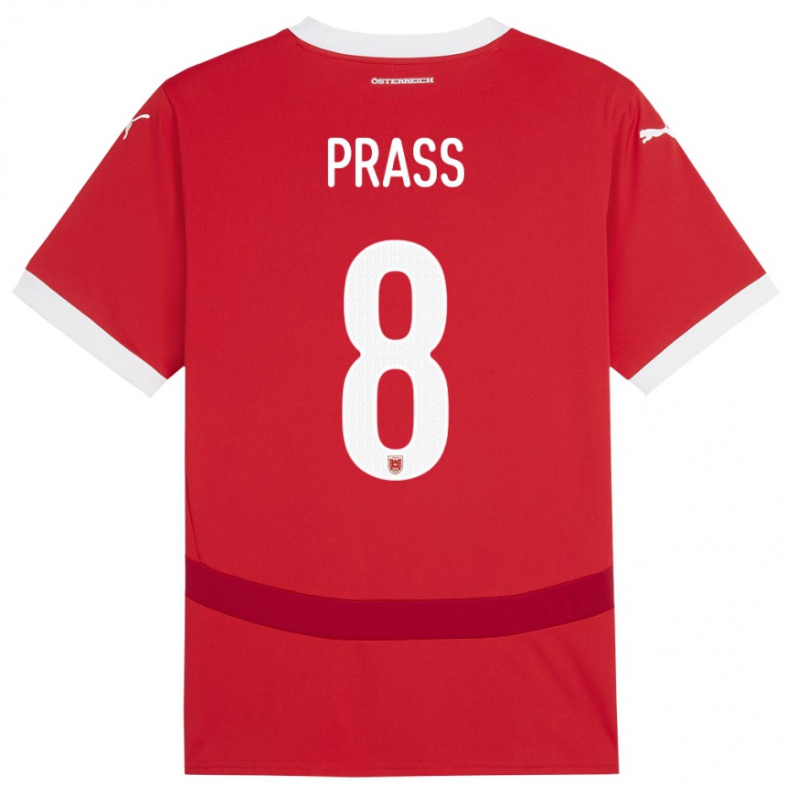 Kids Football Austria Alexander Prass #8 Red Home Jersey 24-26 T-Shirt Za