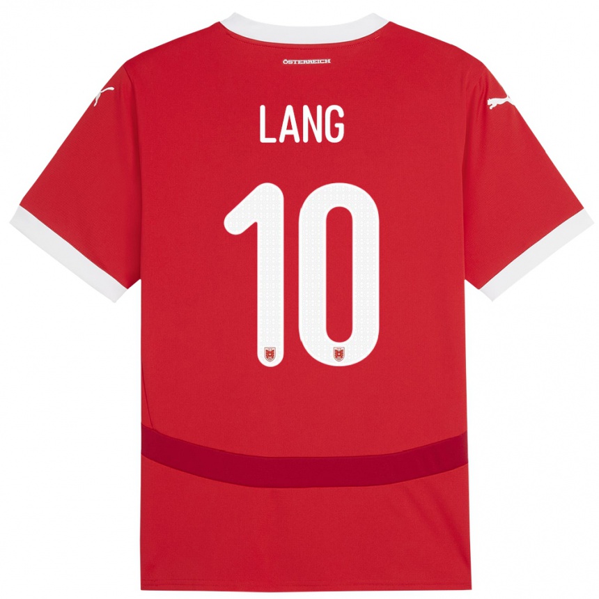 Kids Football Austria Christoph Lang #10 Red Home Jersey 24-26 T-Shirt Za