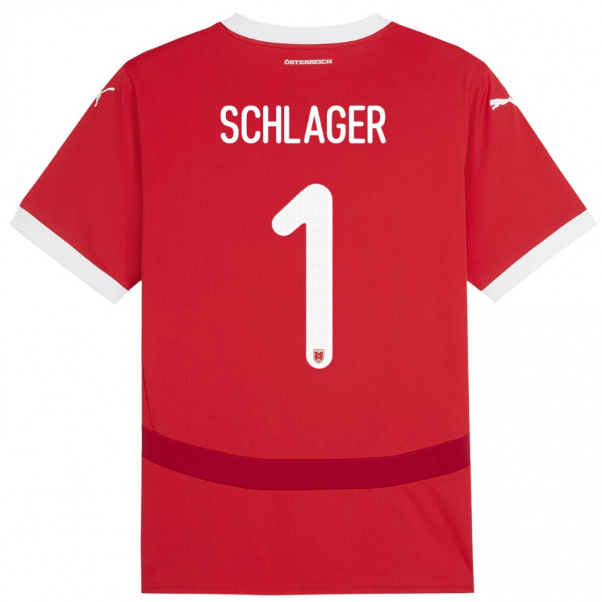 Kids Football Austria Alexander Schlager #1 Red Home Jersey 24-26 T-Shirt Za