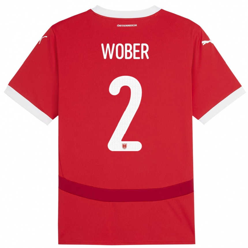 Kids Football Austria Maximilian Wöber #2 Red Home Jersey 24-26 T-Shirt Za