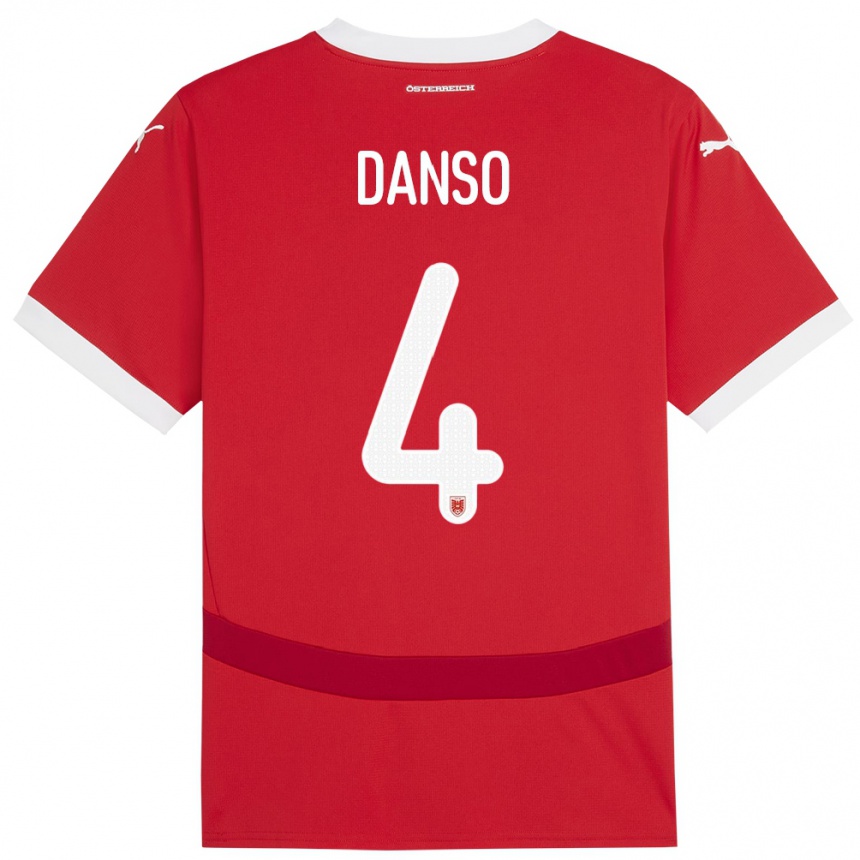 Kids Football Austria Kevin Danso #4 Red Home Jersey 24-26 T-Shirt Za