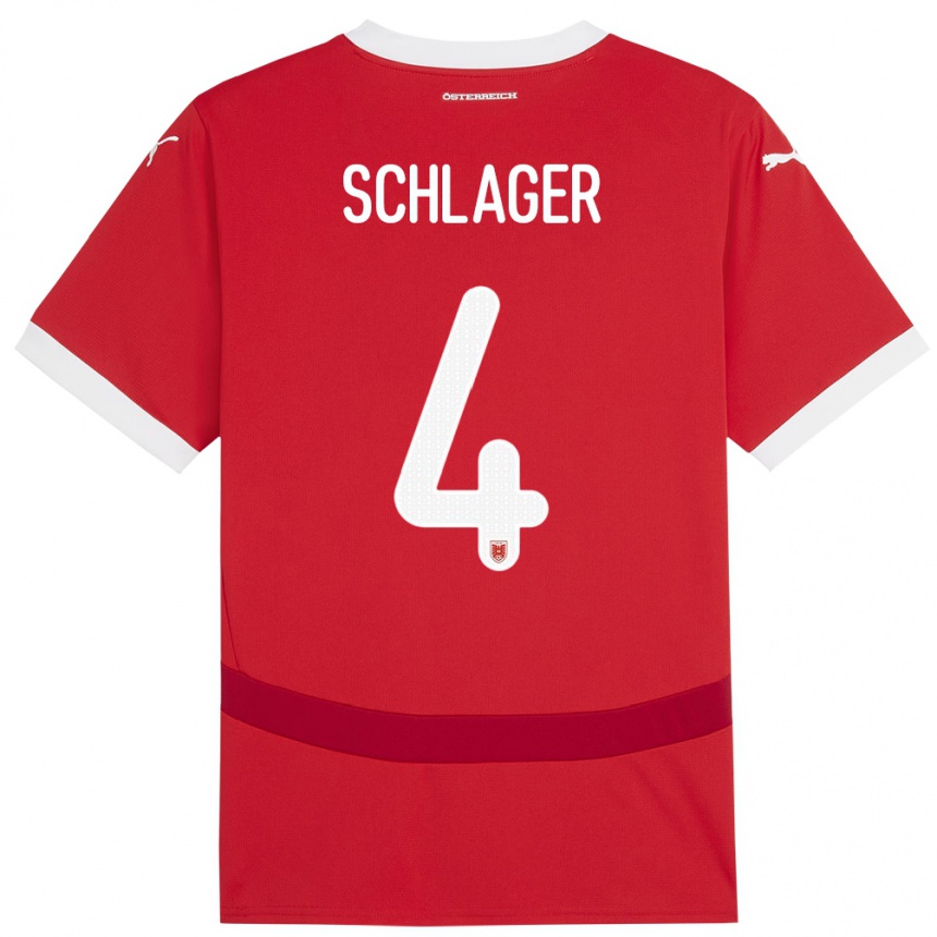 Kids Football Austria Xaver Schlager #4 Red Home Jersey 24-26 T-Shirt Za