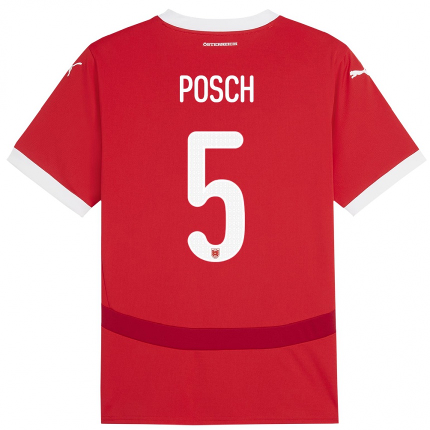 Kids Football Austria Stefan Posch #5 Red Home Jersey 24-26 T-Shirt Za