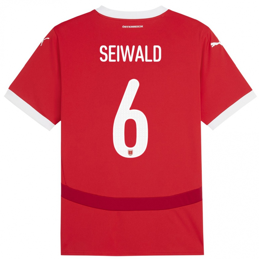 Kids Football Austria Nicolas Seiwald #6 Red Home Jersey 24-26 T-Shirt Za