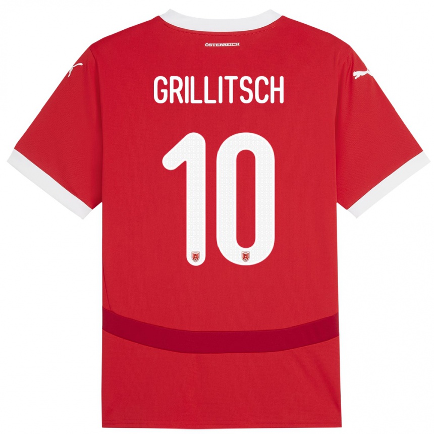 Kids Football Austria Florian Grillitsch #10 Red Home Jersey 24-26 T-Shirt Za