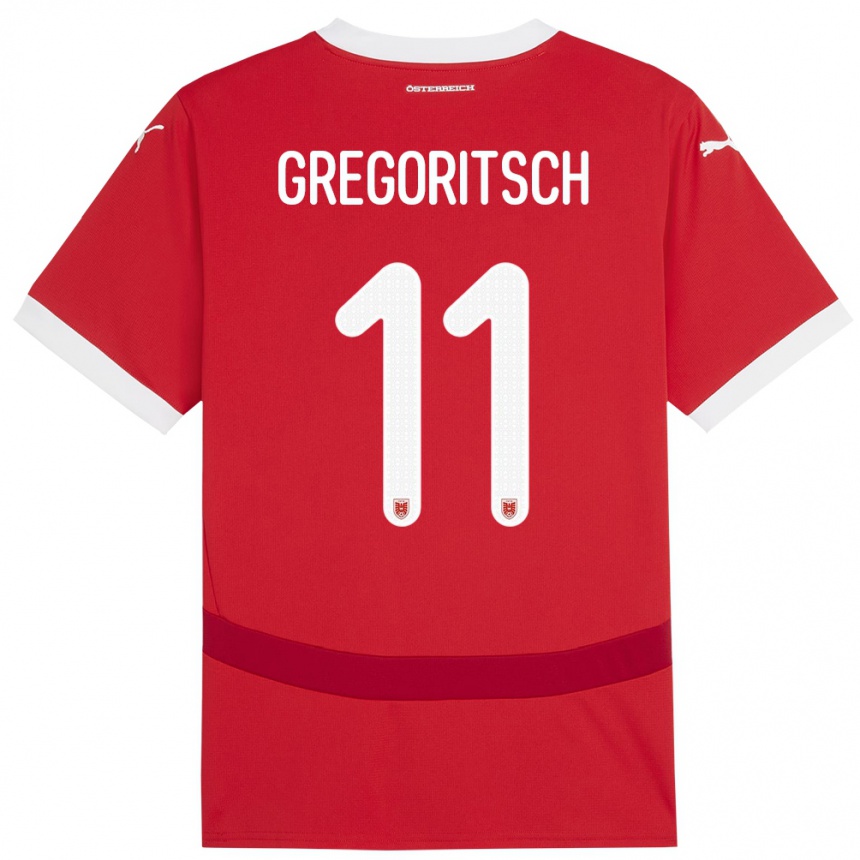 Kids Football Austria Michael Gregoritsch #11 Red Home Jersey 24-26 T-Shirt Za