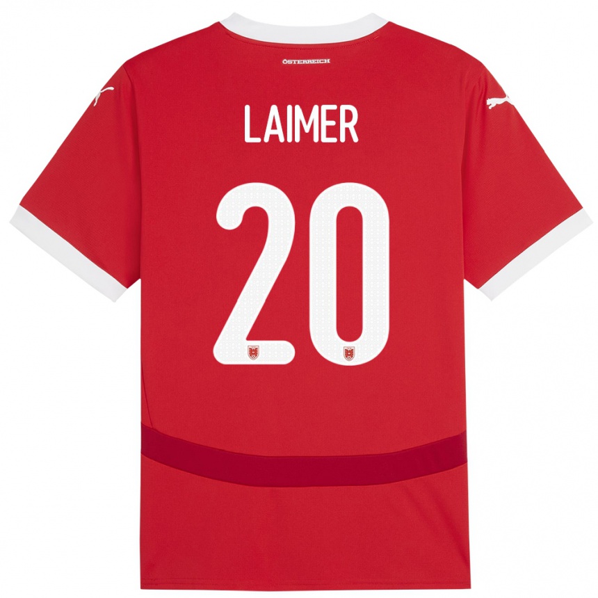 Kids Football Austria Konrad Laimer #20 Red Home Jersey 24-26 T-Shirt Za