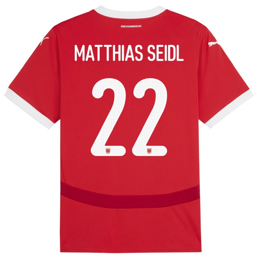 Kids Football Austria Matthias Seidl #22 Red Home Jersey 24-26 T-Shirt Za