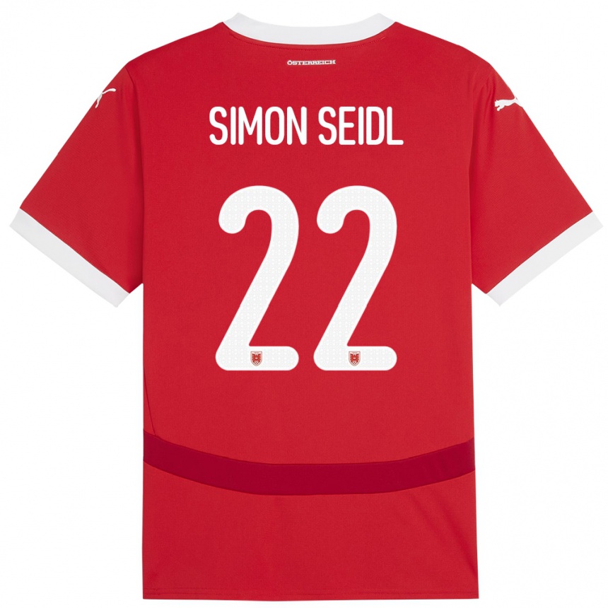 Kids Football Austria Simon Seidl #22 Red Home Jersey 24-26 T-Shirt Za