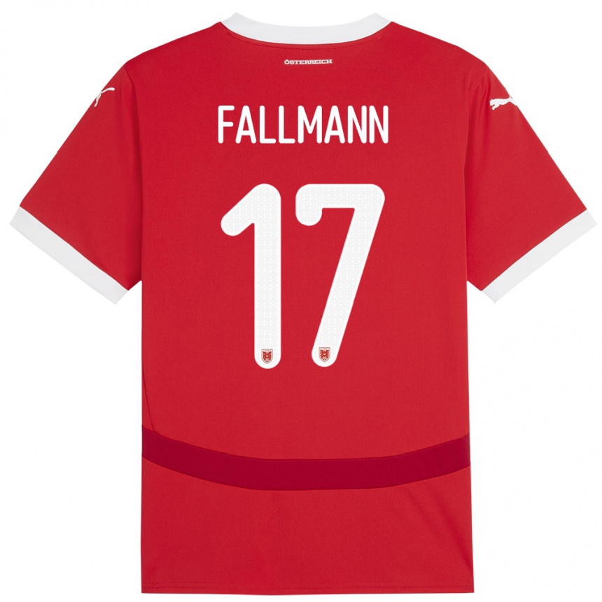 Kids Football Austria Pascal Fallmann #17 Red Home Jersey 24-26 T-Shirt Za