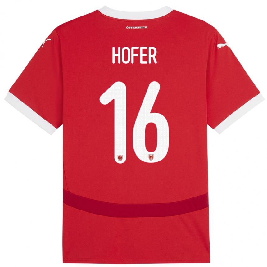 Kids Football Austria Raphael Hofer #16 Red Home Jersey 24-26 T-Shirt Za