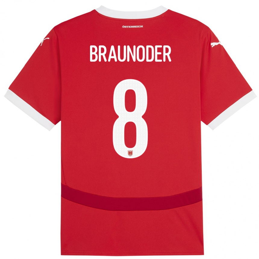 Kids Football Austria Matthias Braunöder #8 Red Home Jersey 24-26 T-Shirt Za