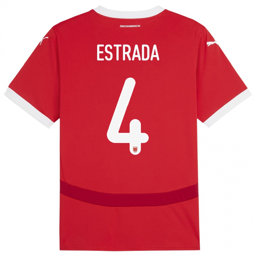 Kids Football Austria Pascal Estrada #4 Red Home Jersey 24-26 T-Shirt Za